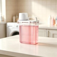 Seau distributeur de lessive en PP sans BPA, transparent, avec couvercle à clapet et poignée pour le rangement domestique