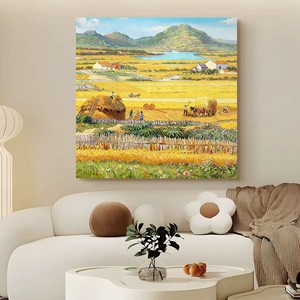 Pintura al Óleo Pintada a Mano, Campo de Trigo en Otoño, Arte de Paisaje Impresionista, Estilo Impresionista, Efecto Visual 3D, Decoración de Pared para Sala de Estar - Product Image 3