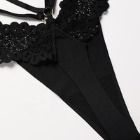 Sharicca noir dentelle string culotte femme dentelle florale femmes culotte respirant t-back dames taille basse tongs transparentes
