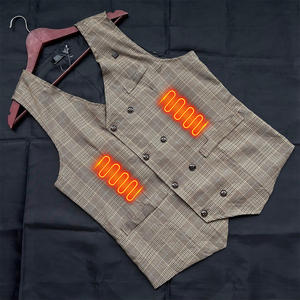 Gilet de costume chauffant électrique alimenté par USB pour hommes, gilet chauffant classique à coupe ajustée pour réunion d'affaires d'hiver - Product Image 1