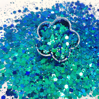 Paillettes bleues caméléon à changement de couleur pour cosmétiques, fêtes, festivals, fournitures promotionnelles, décorations de Noël, personnalisables