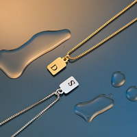 Dainty or initiale collier femmes minimaliste nom personnalisé en acier inoxydable gravé pendentif collier cadeaux de demoiselle d'honneur