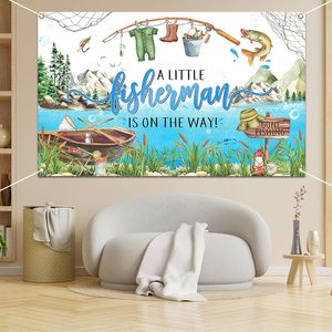 Décor de fête de naissance sur le thème de la pêche : Bannière « Un <span class=keywords><strong>petit</strong></span> pêcheur est en route » pour garçons - Product Image 6