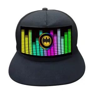 Topi pesta Natal, topi EL berkedip Neon, suara diaktifkan dengan lampu Led