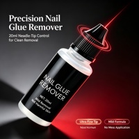 Penghapus Lem SemiSolid Nail Art dengan Nozzle Runcing, Kit Portabel untuk Tekan Kuku Gel, Cepat Kering, Tidak Perlu Lampu UV
