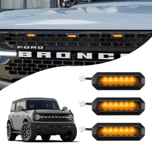 Luz LED para Parrilla de Ford Bronco, 3 Piezas, 12V, 3000Lm, Luz de Advertencia Amarilla para Modelos 2021-2024 de 2/4 Puertas, Mejora de Retrofit - Product Image 1