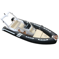 Bateau pneumatique rigide de luxe en Hypalon PVC de 5,8 m, coque en fibre de verre à fond en V profond, console centrale, édition noire, yacht sportif, tender