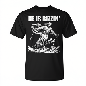 Camiseta Skiing Jesus Christ con diseño Rizzin' Snow Christian Jump, color negro - Product Image 2