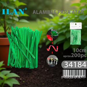 Alambre para atar plantas Ilan, 10 cm, plástico verde, para uso en jardín, aproximadamente 200 piezas - Product Image 3