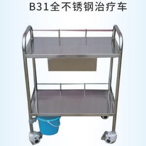 Chariot médical Likang en acier inoxydable à double plateau avec roues pour laboratoire et soins infirmiers - Product Image 3