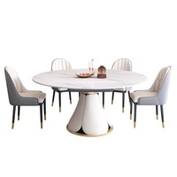 Luxus Rock Slab Klappbarer Esstisch Set Moderner minimalisti scher runder Plattenspieler für Wohn-oder Hotel möbel