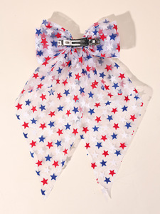 Épingle à cheveux durable avec ruban drapeau américain commémoratif et nœud superposé en tulle, accessoire <span class=keywords><strong>de</strong></span> fierté nationale pour festival d'été - Product Image 6