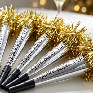 Happy <b>New</b> <b>Year</b> Party Horn Gold Tinsel Fringe Noise Maker Silver Foil Blow Horn <b>New</b> <b>Year</b> Eve Celebration Party Favors Supplies - Product Image 4