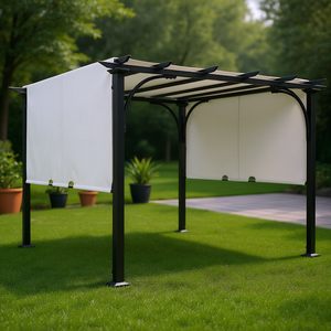 Pergola Retrattile Bianca 10x10 con Telaio in Alluminio Verniciato a Polvere, Stile Gazebo, Riparo Esterno Parasole - Product Image 2