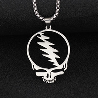 Collier Unisexe Hip Hop Streetwear en Acier Inoxydable avec Pendentif Crâne Grateful Dead et Diamants, Style Sportif Tendance, Personnalisable