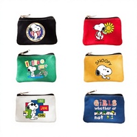 Dompet Koin Kartun Kreatif Anime Effort, Tempat Kartu Kanvas Persegi Modis, Tas Penyimpanan Kain Sederhana, Tempat Kartu