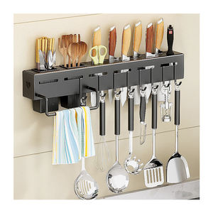 Estante organizador de especias de Metal montado en la pared estante de cocina con soporte para cuchillos almacenamiento de herramientas y estante de vajilla para uso doméstico en la cocina - Product Image 1