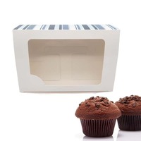 Boîte à emporter jetable transparente pour snacks, gaufrée, recyclable, en carton ivoire 350 g/m² de qualité alimentaire, avec logo personnalisé pour muffins, sushis et autres aliments
