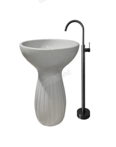 Lavabo sur pied en pierre artificielle moderne, écologique, rectangulaire, pour salle de bain de maison et de villa - Product Image 4