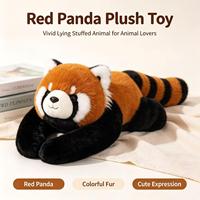 Peluche Animale Allongée Douce en Coton PP, Poupée Rembourrée Panda, Ours, Dinosaure, Panda Rouge, Koala – Cadeau Décoratif
