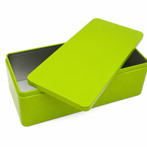 Custom Long Rounded‑Corner Rectangle Matte Green Metal Tin <b>Box</b>, Food Grade Plain <b>Empty</b> Tin For Tea Cookie <b>Gift</b> Set Storage - Product Image 5