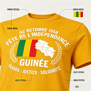 T-shirt formel en polyester 100 % pour la Fête <span class=keywords><strong>de</strong></span> l'Indépendance <span class=keywords><strong>de</strong></span> la <span class=keywords><strong>Guin</strong></span>ée, impression numérique personnalisée, 2 octobre 1958, Jour National <span class=keywords><strong>de</strong></span> la <span class=keywords><strong>Guin</strong></span>ée, Vostre Ouest - Product Image 2