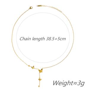1PC Women's Stainless Steel 18K Gold Plated 3D <b>Butterfly</b> Tassel Statement Necklace-Trendy <b>Bead</b> Design Versatile Fashion Gift - Product Image 2