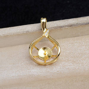 11-12mm DIY Accessories for Pearl Ribbon Pendant Empty Base Semi-Finished Product JG5945 Bead Base <b>Concealer</b> Pendant Head - Product Image 4