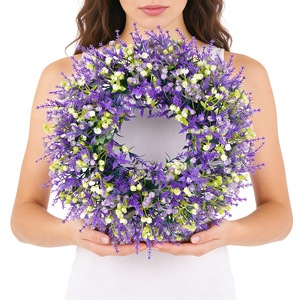 Künstlicher Lavendel-Violett-Kranz, Lila Blumen-Türkranz für Haustür, Hochzeit, Brautparty, Frühlingsdekoration - Product Image 1