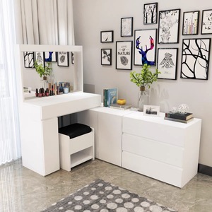 Tocador de <span class=keywords><strong>Maquillaje</strong></span> de Diseño Sencillo y Tradicional para Dormitorio y Sala de Estar <span class=keywords><strong>con</strong></span> <span class=keywords><strong>Espejo</strong></span> Iluminado y Panel - Product Image 1