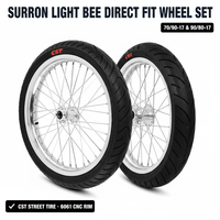 Roues complètes Supermoto 17 pouces, assemblage de pneus de route chromés argentés 70/90-17 90/80-17 pour moto électrique Sur-Ron Light Bee X LBX