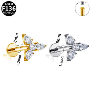 Boucles d'oreilles en alliage de titane avec zircon papillon F136, bijoux de mode pour oreilles percées - Product Image 5