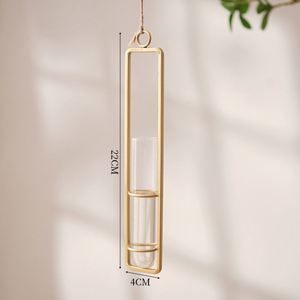 Décoration murale créative en forme de feuille de Ginkgo, vase hydroponique, pendentif mural doré, vente en gros - Product Image 6