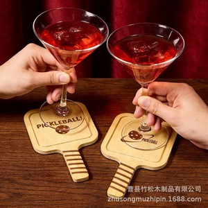Juego de Posavasos de Madera con Forma de Raqueta de Béisbol, Ecológicos, para el Hogar, Comedor - Product Image 2