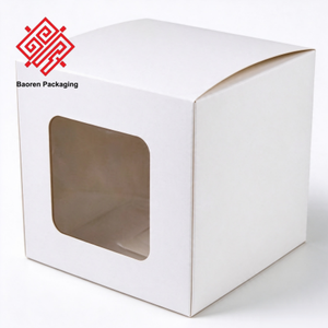 Foldable Kraft Paper <b>Box</b> With <b>Clear</b> PVC Window, Matte Black White Cardboard Window <b>Box</b> For Cake Candle <b>Gift</b> Cosmetic Packaging - Product Image 2