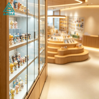 Comptoir de décoration moderne en bois avec éclairage LED, design sur mesure de luxe, solution tout-en-un pour magasin de blind boxes
