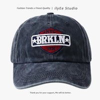 Topi Baseball 6 Panel Unisex Edgy-chic 100% Katun; Bordir Mesin Antik Alfanumerik Semua Musim, Topi Premium Ukuran Besar