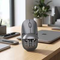 Casing Pengisi Daya Earbud Nirkabel 2 in 1, Mouse Optik Ergonomis, Periferal Meja Portabel