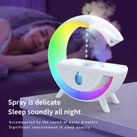 Grand humidificateur portable USB en forme de G, 7 couleurs, lumière nocturne, goutte d'eau anti-gravité, contrôle de l'humidité