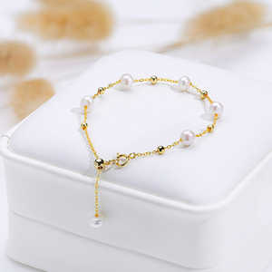 Bracelet en perles d'eau douce de haute qualité, fait main, de luxe, pour femme, couleur naturelle, gypsophile, vente en gros - Product Image 3