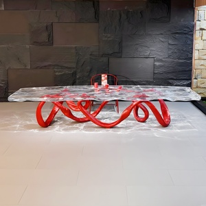 Mesa de Té de Resina Estilo Dunhuang, Transparente, con Ondas de Agua, de Lujo, para Interiores - Product Image 2