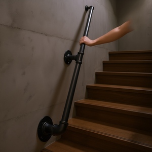 Corrimano Industriale in Acciaio al Carbonio da 4 Piedi Nero per Montaggio a Parete, Componenti per Scale Interne - Product Image 2