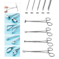 Outil professionnel transfrontalier pour le perçage : Pince, perce-peau, pour tatouage et perforation du nombril, avec positionnement triangulaire et perforation ouverte