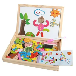 儿童磁性卡通动物人物双面绘图板幼儿启蒙木制玩具男女通用