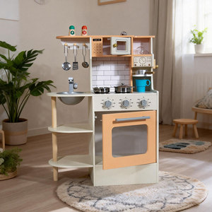 Cuisine en bois pour enfants, jeu de cuisine amusant avec accessoires tels que casseroles, poêles et spatules - Product Image 3