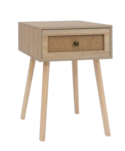 Mid Century Wood Nightstands with <strong>Rattan</strong> Weaving Drawer <strong>Bedside</strong> <strong>Table</strong> with Wood Legs for Bedroom - Product Image 3