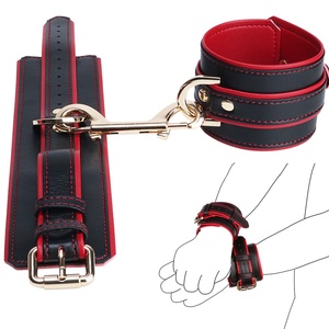 BDSM Starter Regular Two-Tone <b>Leather</b> Handcuffs Ankle Cuff Microfiber <b>Leather</b> Body Bondage Restraint Set for Slave Training Game - Product Image 2