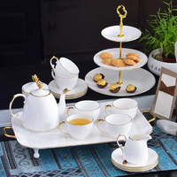 Service à café en céramique de luxe de style européen tasses en porcelaine d'os de style nordique soucoupes design élégant et simple décoration de la maison thé de l'après-midi