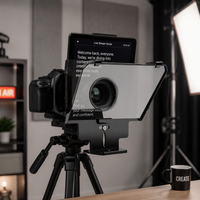 Téléprompteur T24 à prix réduit pour téléphone portable, tablette, grand écran, appareil photo reflex numérique, portable, pour diffusion en direct et sous-titres