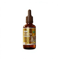 Probiotique liquide pour animaux de compagnie de toutes tailles avec soutien digestif, oral et immunitaire, flacon compte-gouttes multi-souches, étiquette dorée, usage quotidien